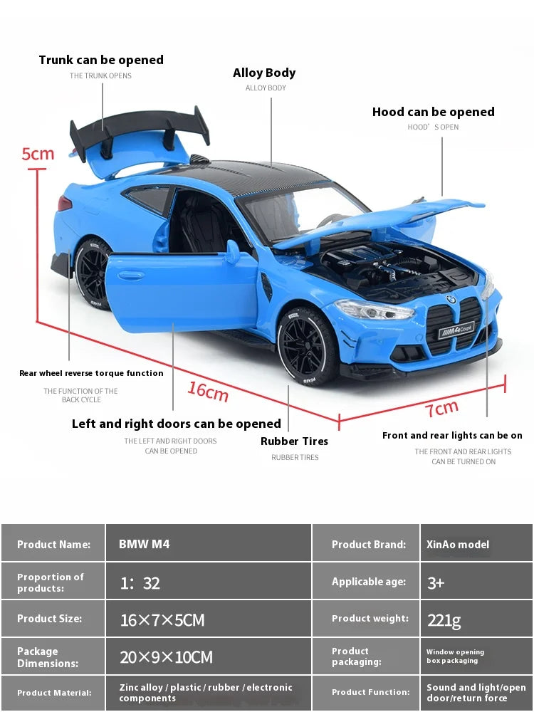 Miniature 1:32 BMW M4 Coupe Sports Car